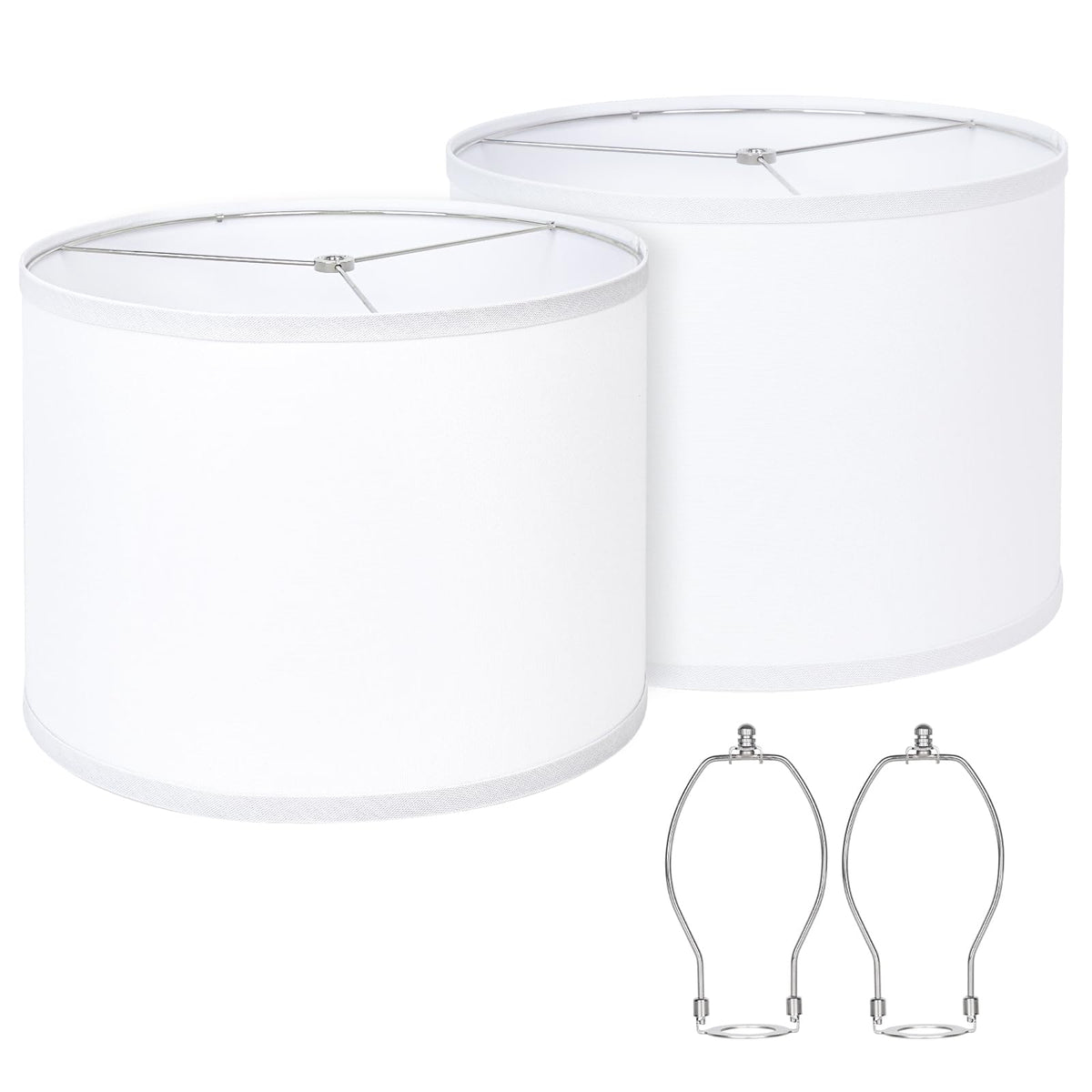 Qingmiao Drum Lamp Shades Set of 2, 13"x13"x10", Spider Fitter Finials