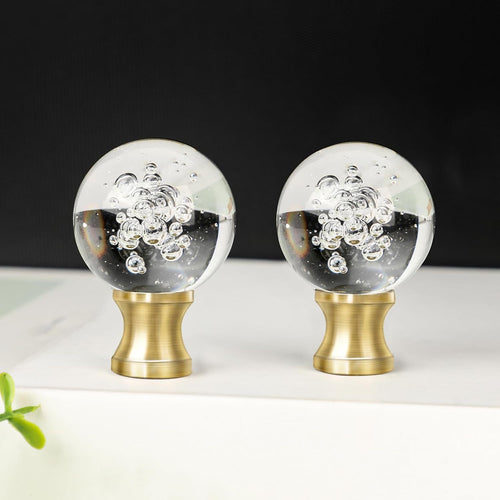 2 Pieces Crystal Lamp Finial Decorative Top Accessories Cap Knob