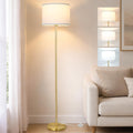 Qingmiao Gold Floor Lamp for Living Room, Anti-Tip Base, 3 Way Bulb