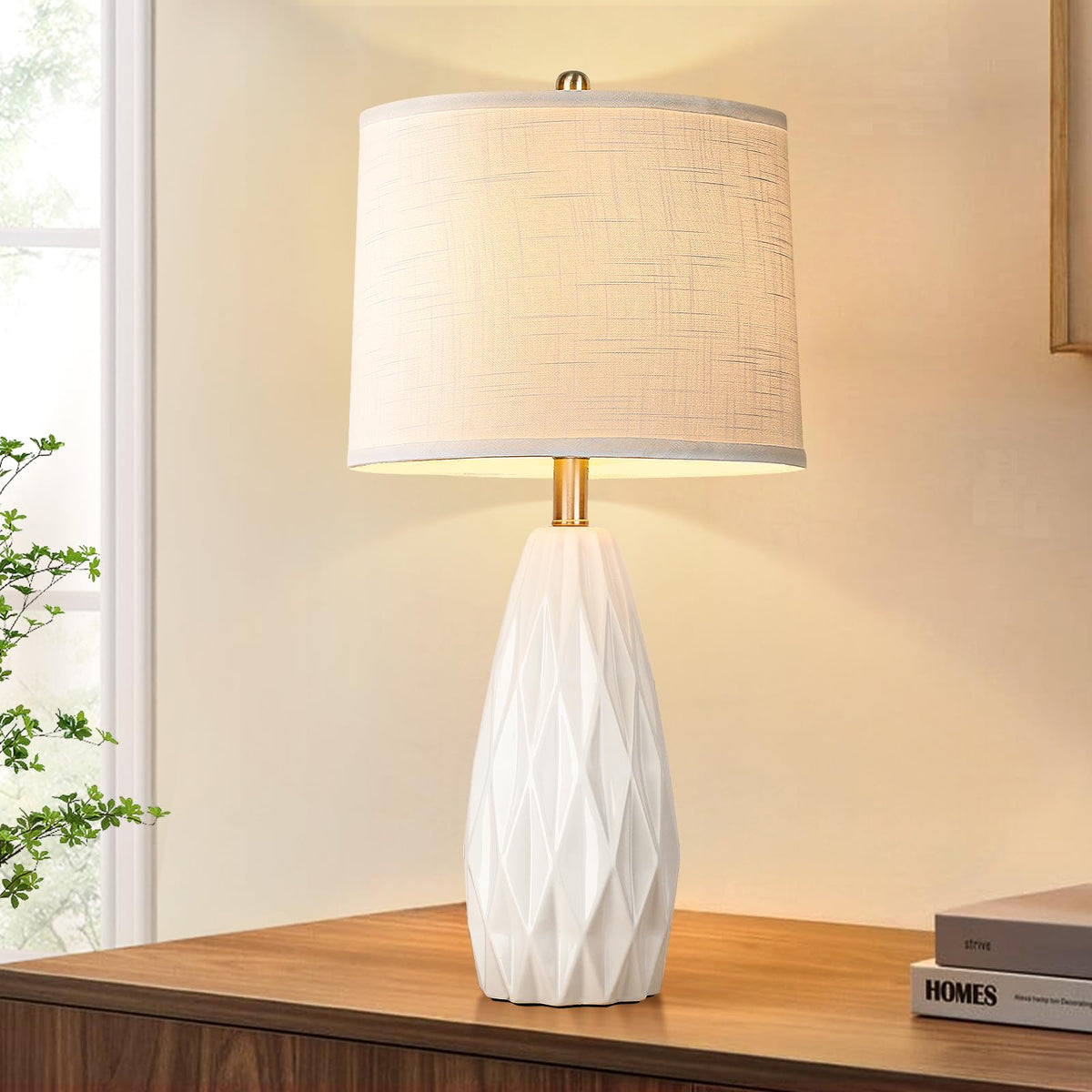 25'' Table Lamp Navy Blue Table Lamps Modern Ceramic Lamps for Night Stand - Dimmable Bedside Lamps for Nightstand, Bedroom Lamp for Living Room Desk End Table Office Guest Room
