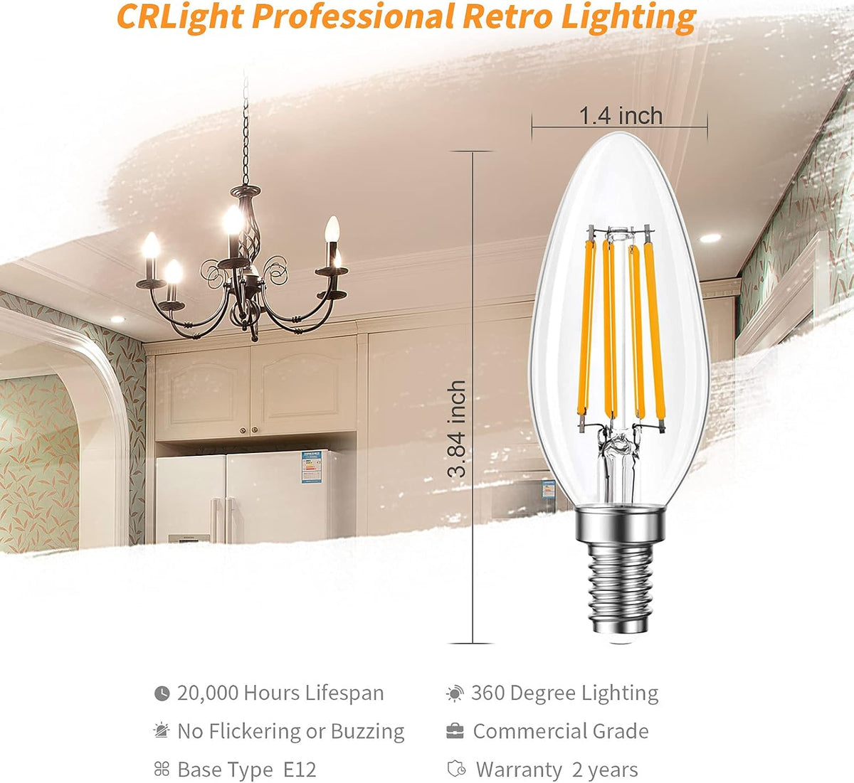 Qingmiao B11 E12 LED Bulbs, Dimmable 4W, 3000K Soft White, 40W Equivalent