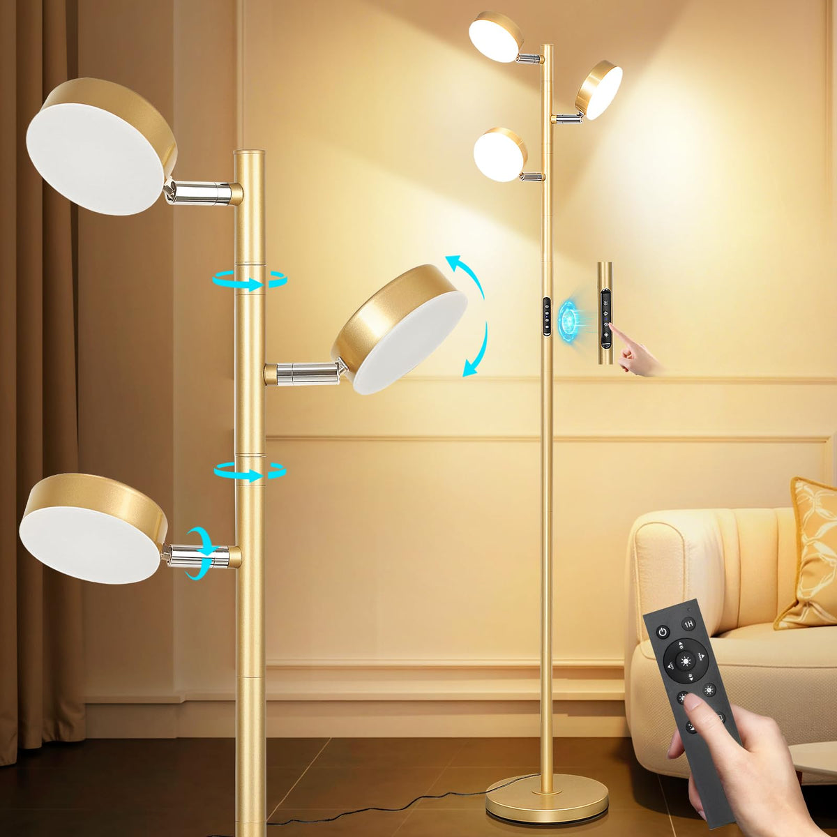 Tree Floor Lamp for Living Room - Modern Black Standing Lamp
