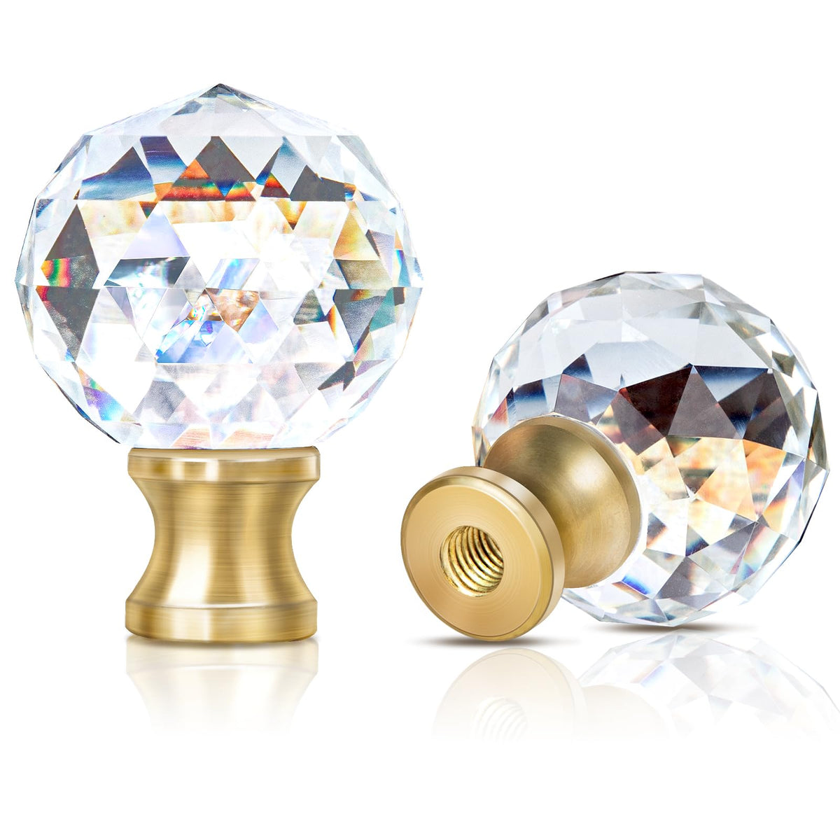 2 Pieces Crystal Lamp Finial Decorative Top Accessories Cap Knob