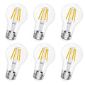 A19 E26 Base Dimmable Edison LED Bulb, 4W(40 Watt Equivalent) Stepless Dimming Light Bulbs 470lm, 3000K Soft Warm White, Vintage Clear Glass LED Filament Bulb for Home, Wall Sconce, Chandelier, 6 Pack