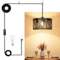 Qingmiao Plug in Pendant Light, 3 Way Bulb, 14ft Cord, On/Off Switch