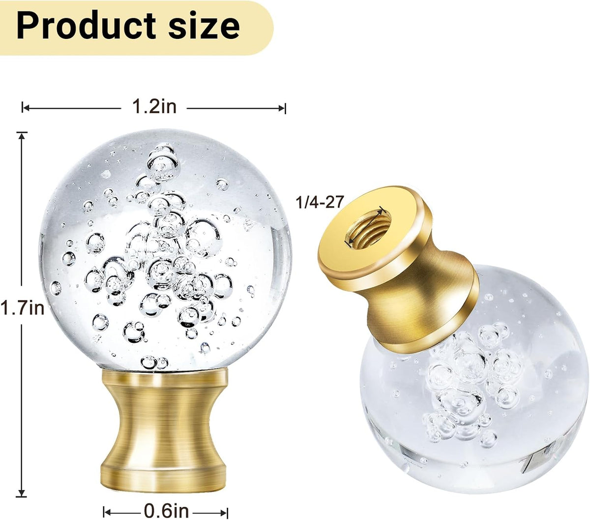 2 Pieces Crystal Lamp Finial Decorative Top Accessories Cap Knob
