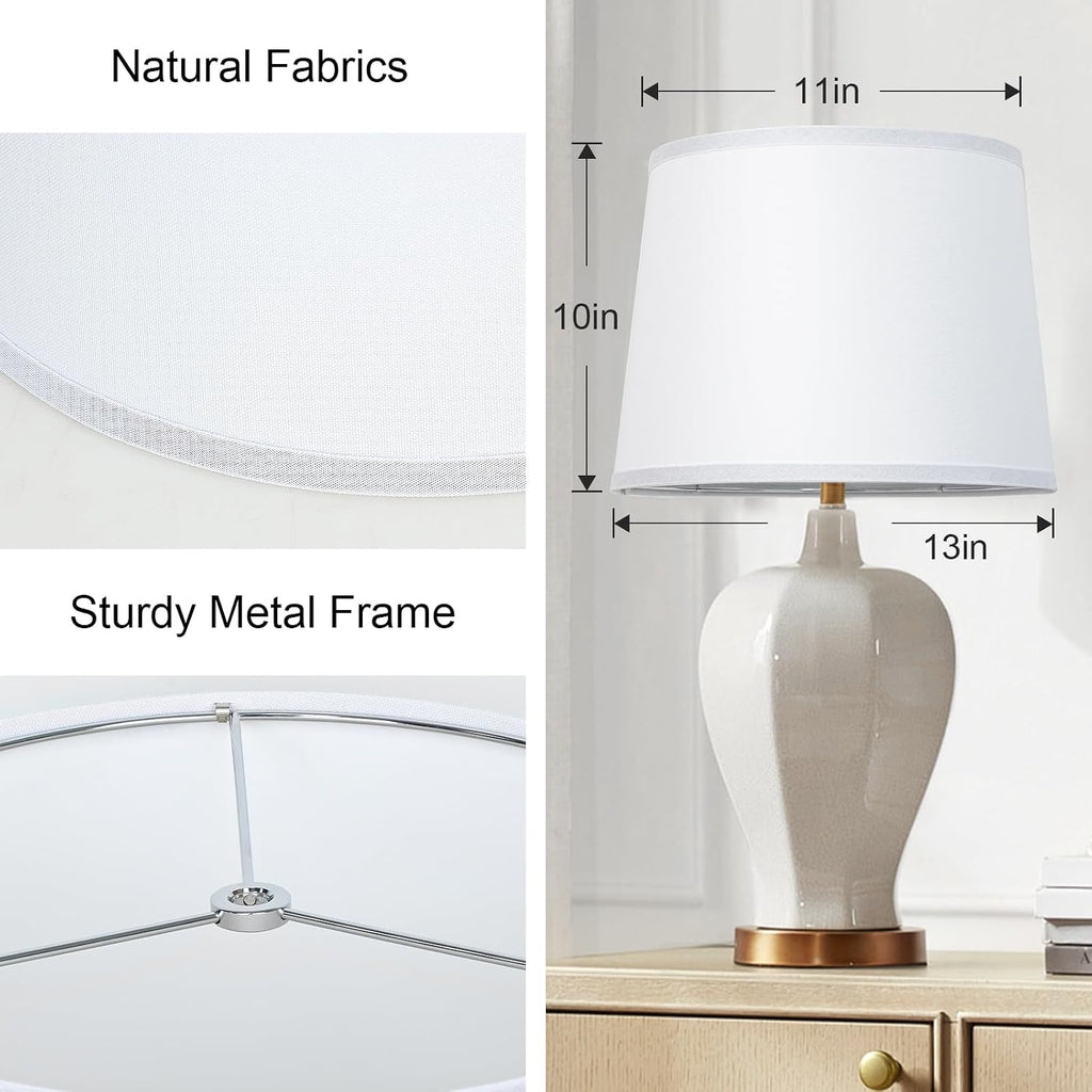 Lamp Shades Set of 2, Drum Lampshades 11"T x 13"B x 10"H