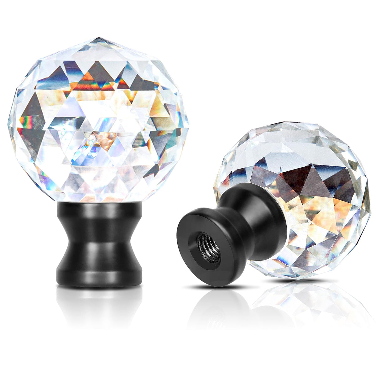 2 Pieces Crystal Lamp Finial Decorative Top Accessories Cap Knob