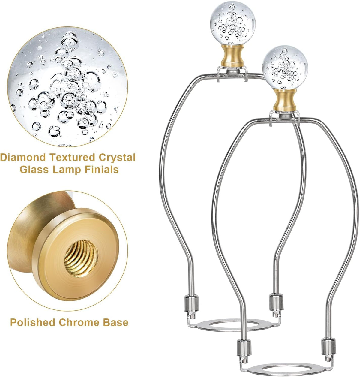 2 Pieces Crystal Lamp Finial Decorative Top Accessories Cap Knob