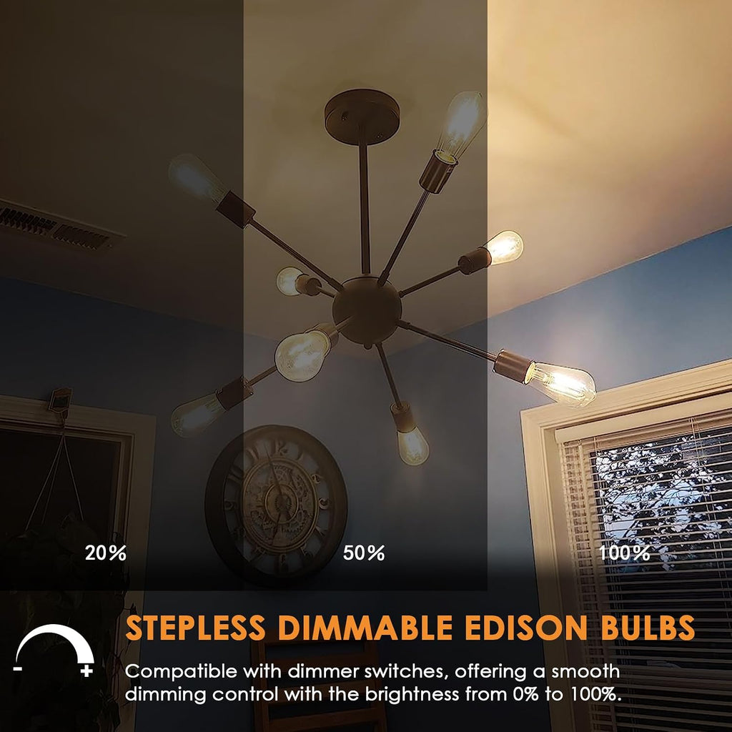 Qingmiao Vintage LED Edison Bulbs, ST58 Dimmable 4W E26 LED Bulb, Pack of 6