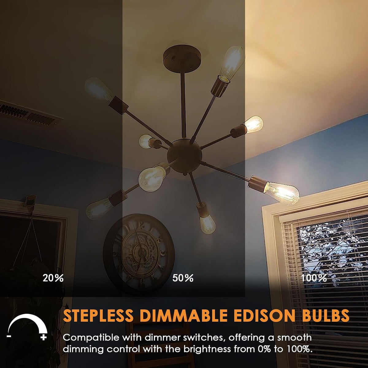 Qingmiao Vintage LED Edison Bulbs, ST58 Dimmable 4W E26 LED Bulb, Pack of 6