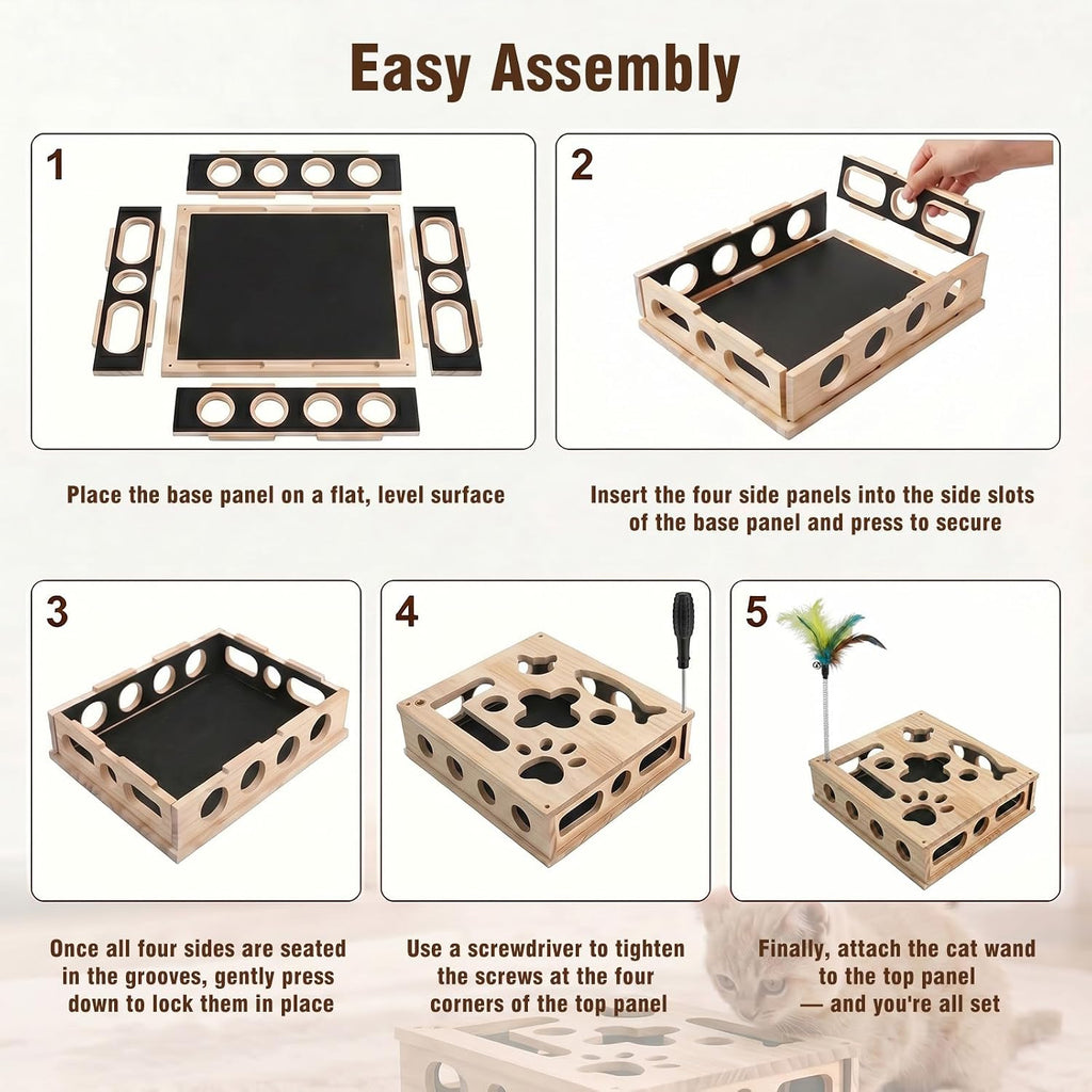 Cat Scratch Puzzle Enrichment Box, Nail File Scratcher & Cat Puzzle Toy