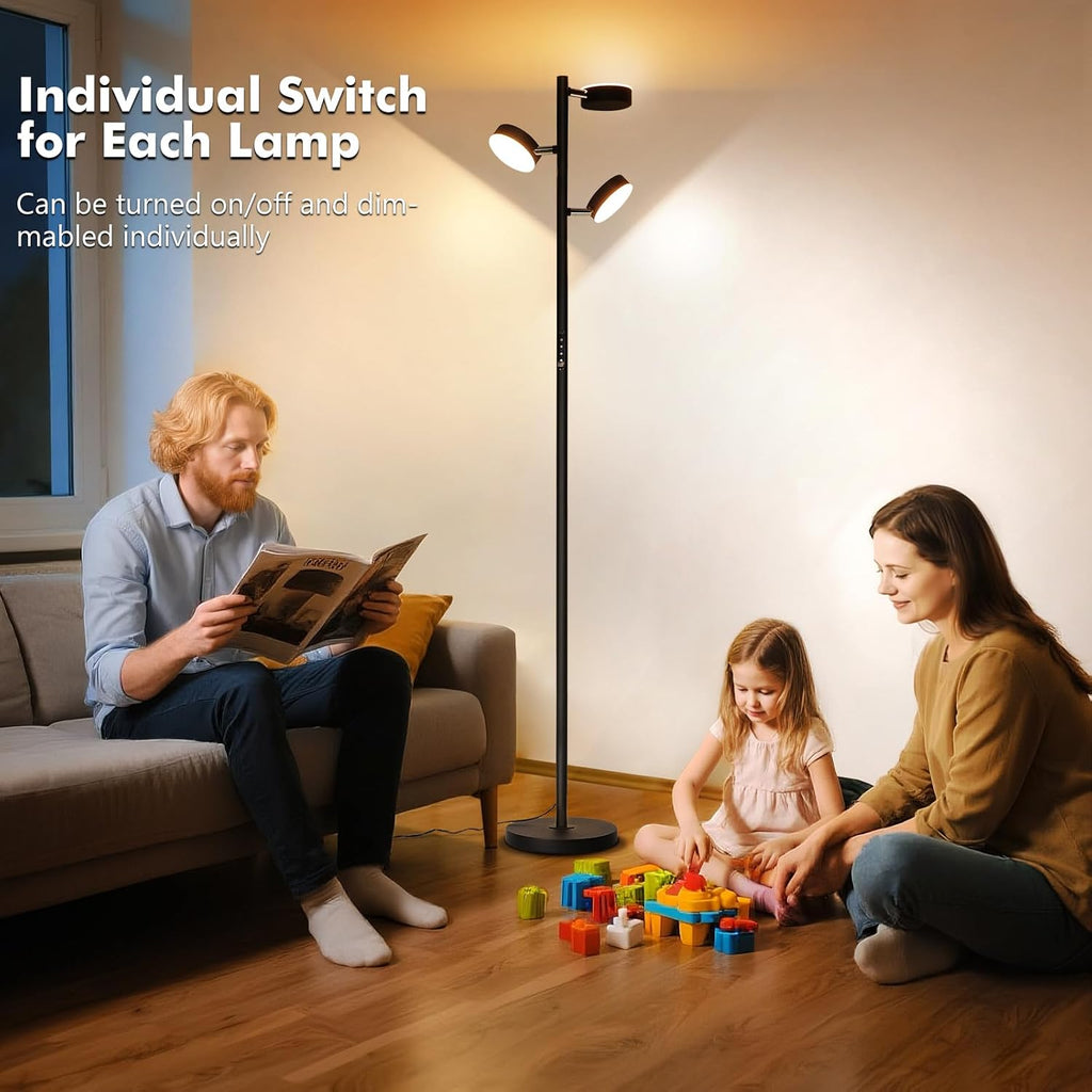 Tree Floor Lamp for Living Room - Modern Black Standing Lamp