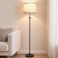 Qingmiao Brushed Nickel Floor Lamps for Living Room, 55"-67" Height Adjustable Modern Tall Lamp, 3-Way Dimmable Standing Lamp for Bedroom Office Reading Corner Home Decor, New House Warming Gifts