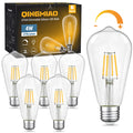 Qingmiao Dimmable ST64 LED Edison Bulbs, 6W 3000K Soft White, E26, 6 Pack
