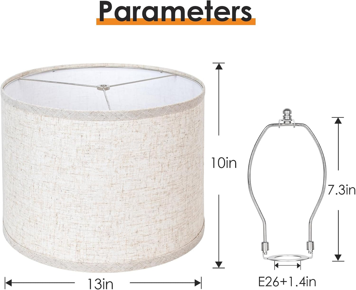Qingmiao Drum Lamp Shades Set of 2, 13"x13"x10", Spider Fitter Finials