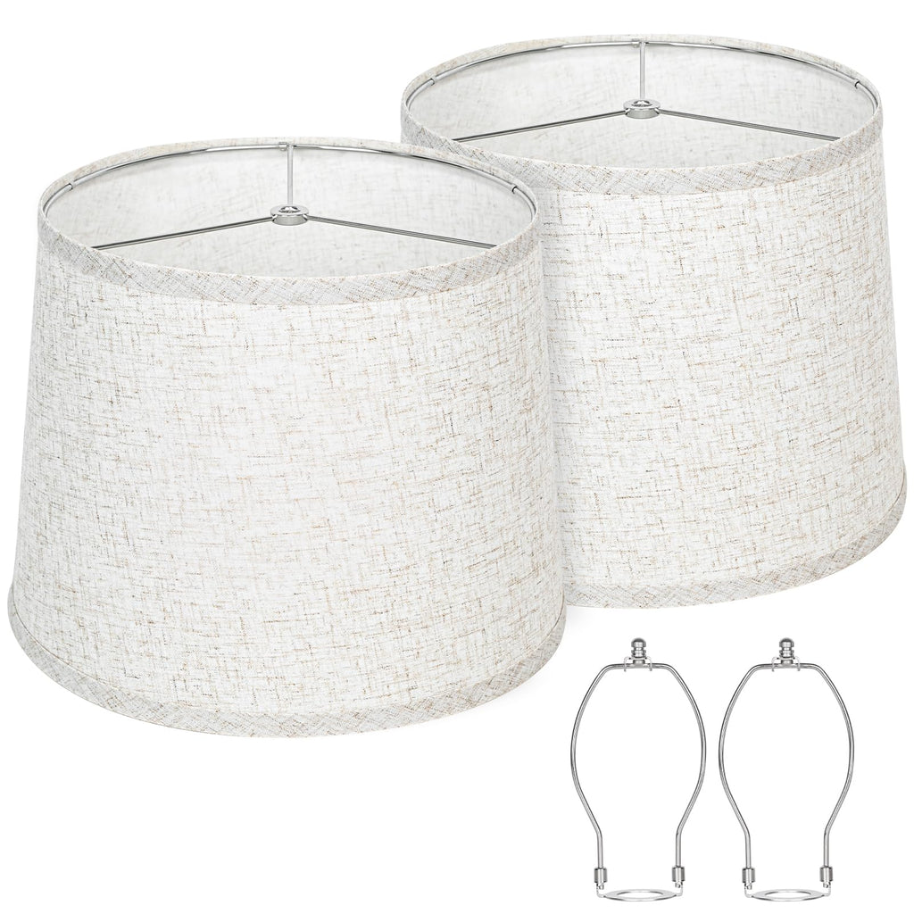 Lamp Shades Set of 2, Drum Lampshades 11"T x 13"B x 10"H