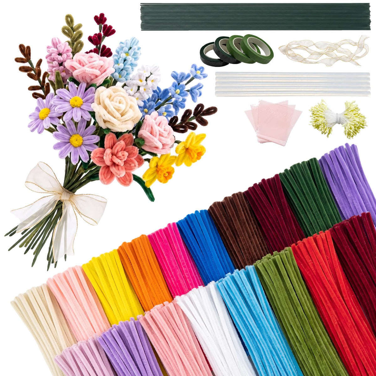 Benaep Pipe Cleaners 200 Pcs 20 Colors, Chenille Stems for Crafts & DIY