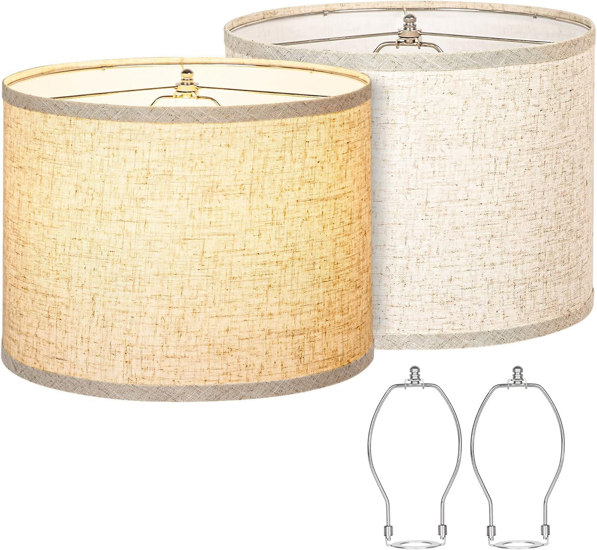 Qingmiao Drum Lamp Shades Set of 2, 13"x13"x10", Spider Fitter Finials