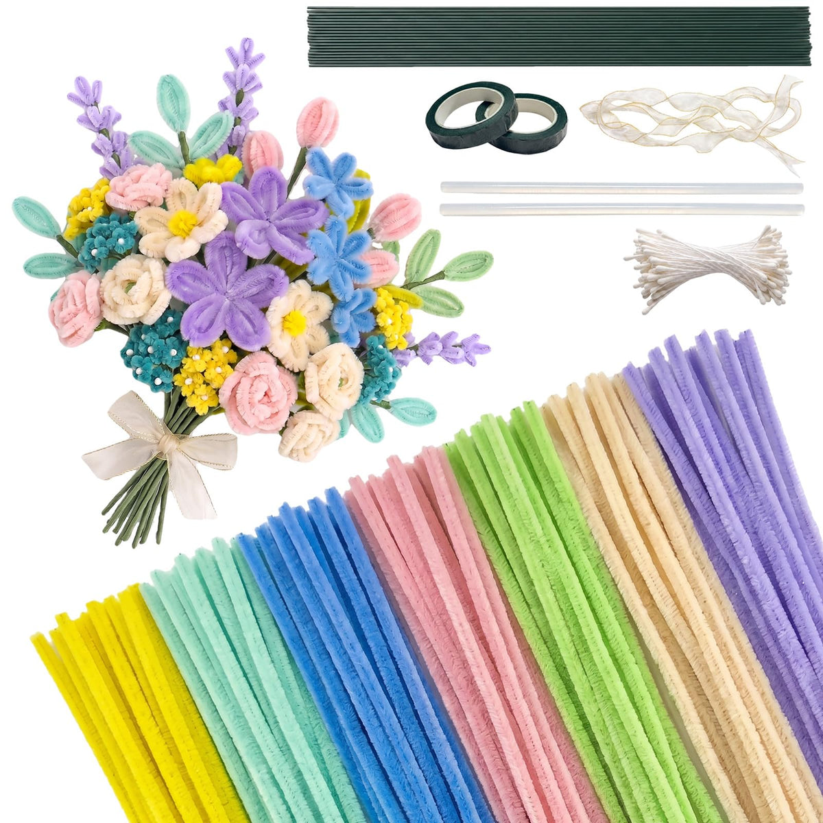 Benaep Pipe Cleaners 200 Pcs 20 Colors, Chenille Stems for Crafts & DIY