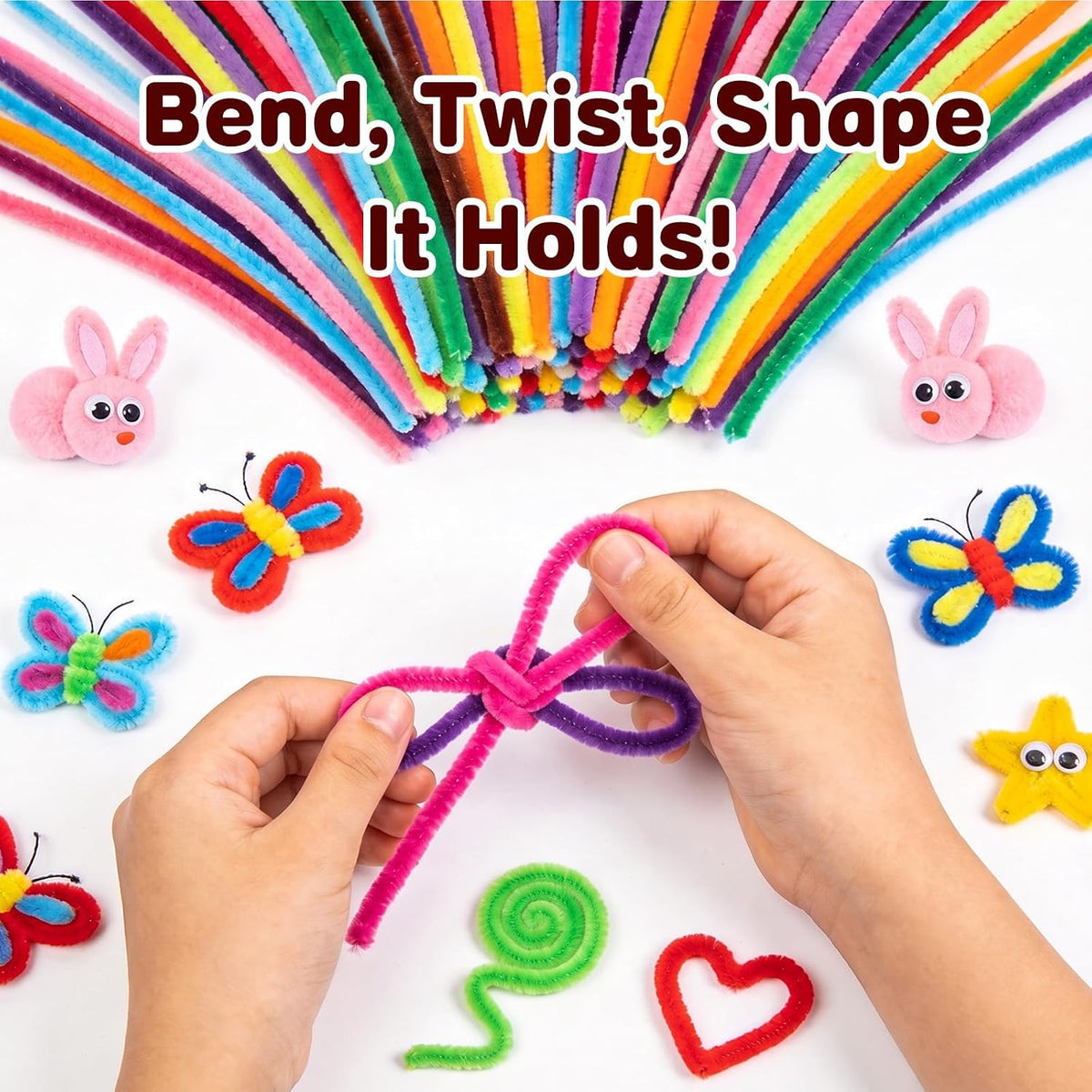 Benaep Pipe Cleaners 200 Pcs 20 Colors, Chenille Stems for Crafts & DIY