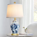 Chinoiserie Table Lamp 23'' Ceramic Table Lamp, Classic Blue and White Bedside Desk Nightstand Lamp for Bedroom Living Room Office College Bookcase Coffee,Dimmable,Single Lamp