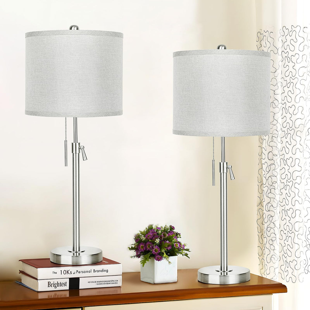 Qingmiao Gold Table Lamps Set of 2, 22" to 30" Adjustable Nightstand Lamps for Bedroom, Dimmable End Table Lamps for Living Room Console Entry Farmhouse Home Decor, New House Warming Gifts